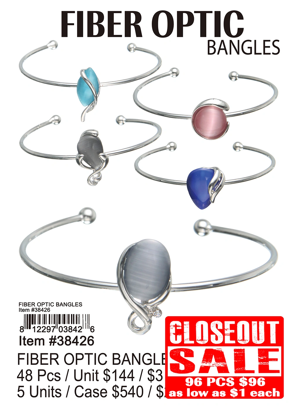 Closeout Fiber Optic Bangles (CL)